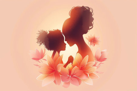 colorful happiness family of mother and daughter smile and loving each other .Generative Ai.の素材