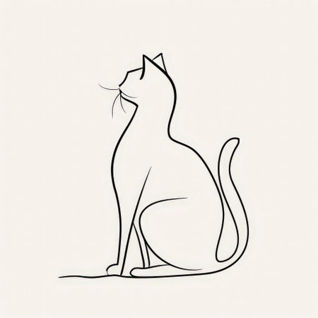 cat line art created with AI generative Technology.の素材