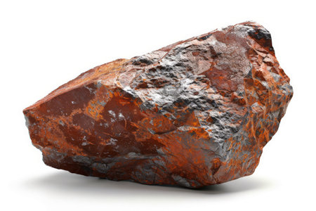 Large red rust rock stones isolated on a transparent background, Generative Ai.の素材