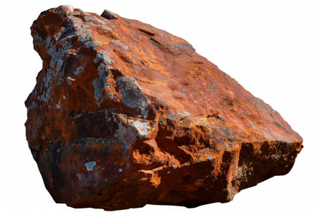 Large red rust rock stones isolated on a transparent background, Generative Ai.の素材