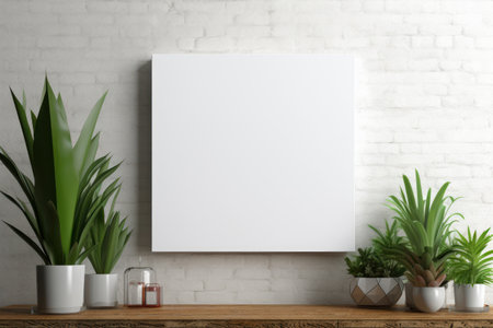 Picture frame mockup. Minimalist staging. Copies. Exhibitions. Generative AI.の素材