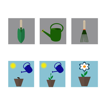 A set of flat icons on gardening.のイラスト素材