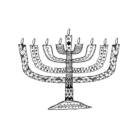 Hanukkah. Jewish religious holiday. Chanukah candle.のイラスト素材