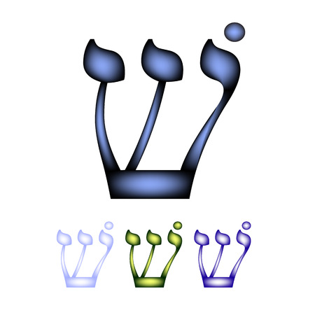 Hebrew font language. The letter Shin.のイラスト素材