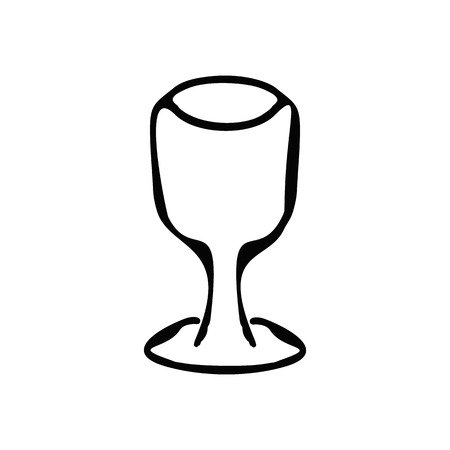 Black and white silhouette of a glass. Doodle, sketch, hand drawing, coloring Vector illustrationのイラスト素材