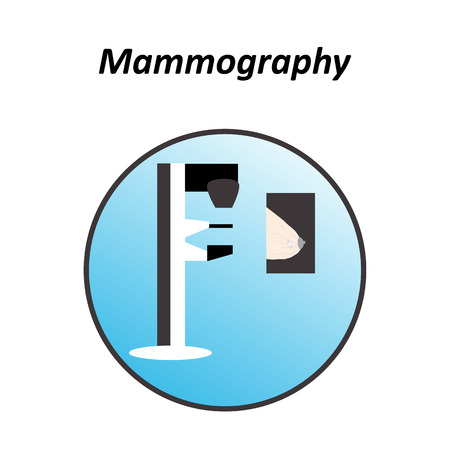 Diagnosis of breast cancer. World day against breast cancer. Mammography. Infographics. Vector illustration on isolated backgroundのイラスト素材