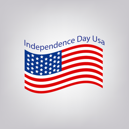 Flag of the United States with text, Independence Day USA.のイラスト素材