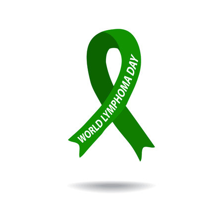 World Lymphoma Awareness Day. Green ribbon. Vector illustration on isolated backgroundのイラスト素材
