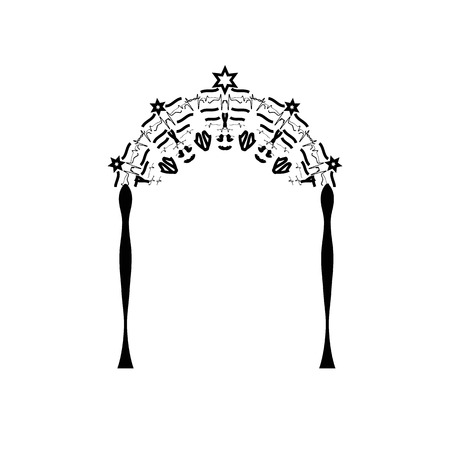 Vintage Graphic Chuppah. Arch for a religious Jewish Jewish wedding. canopy. Vector illustration on isolated backgroundのイラスト素材