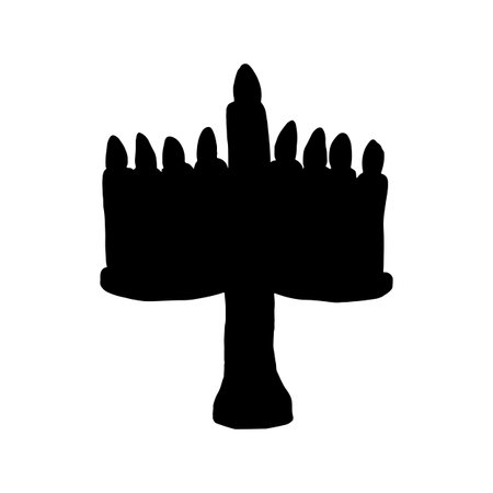 Black silhouette of Hanukkah. Candles. menorah. Jewish Hanuka Vector illustration on isolated backgroundのイラスト素材