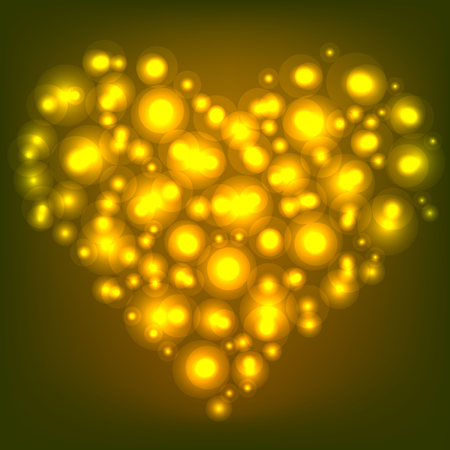 Gold shining glowing heart. Happy Valentine's Day. Vector illustrationのイラスト素材
