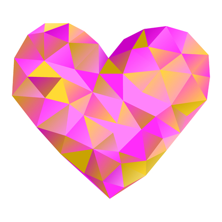 Pink heart made of triangles. Valentines Day. Vector illustration on isolated background.のイラスト素材
