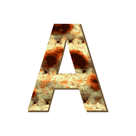 capital English letter A with matza texture. Font for Passover. Vector illustration on isolated background.のイラスト素材