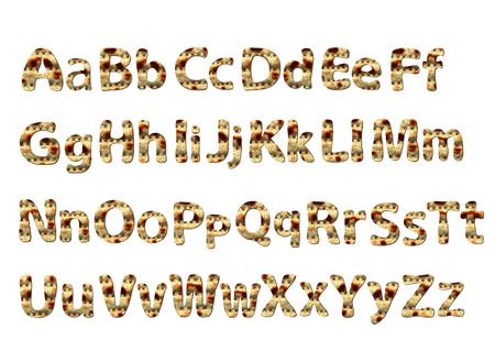 English alphabet for the holiday of Passover of letters with the texture of matzo. Font matza. Vector illustration on isolated background.のイラスト素材