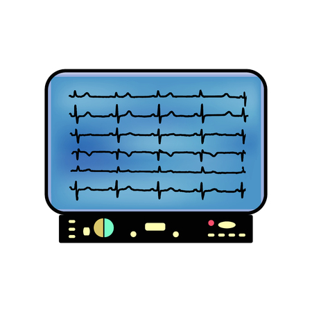 A monitor with cardiogram. Vector illustration on isolated background.のイラスト素材