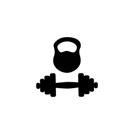 Black silhouette of weights and dumbbells. Vector illustration on isolated background.のイラスト素材