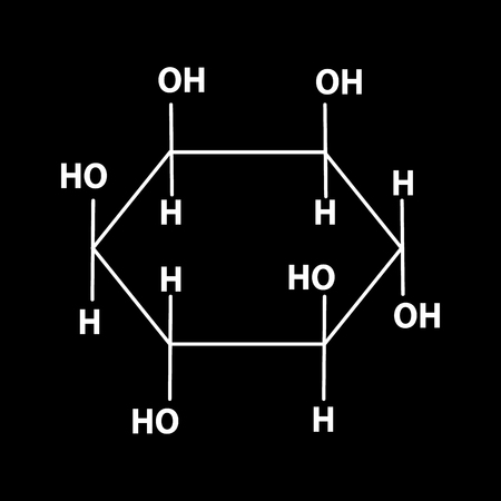 Vitamin B8. Inositol Molecular chemical formula. Infographics. Vector illustration on black background.の写真素材