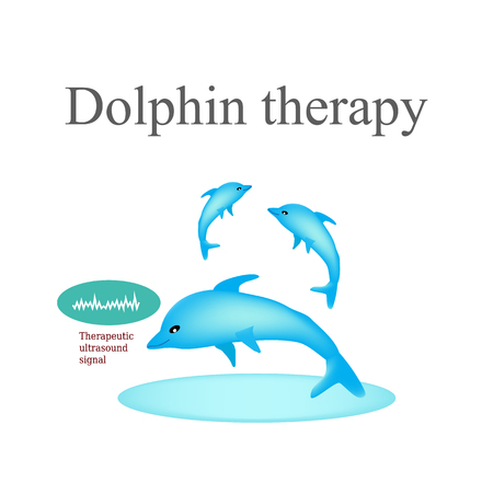 Dolphin therapy. Vector illustration on isolated backgroundのイラスト素材
