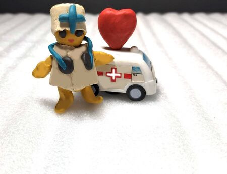 Ambulance car with medication pills at the top. doctor.の写真素材