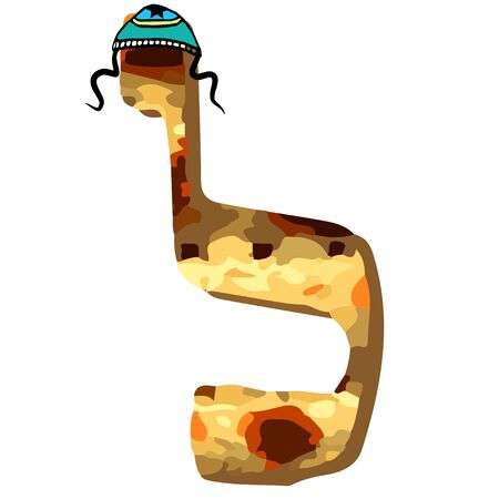 Hebrew font matzo texture. Hebrew letters in kipa and pace. Alphabet holiday Passover. Passover matzo. Vector illustration on isolated background.のイラスト素材