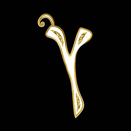 Calligraphy Hebrew alphabet. Decorative font gold. Letters hand draw gold. Vector illustration on isolated background.のイラスト素材