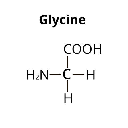 Amino acid Glycine. The chemical molecular formula of glycine is an amino acid. Vector illustration on isolated backgroundのイラスト素材