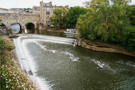 Waterfall cascade in Bath, Englandのeditorial素材