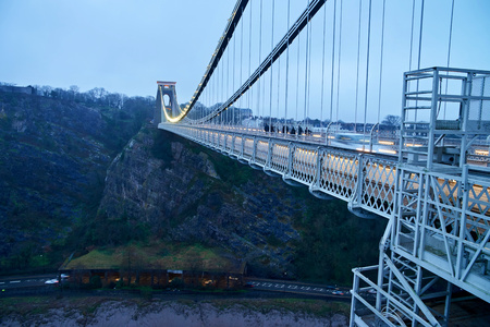 Bristol Clifton Suspension Bridge over Avon river in United Kingdom.の写真素材