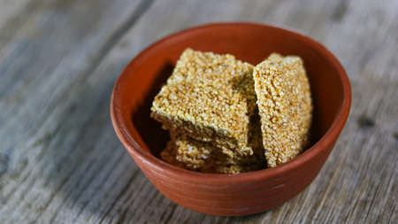 Chikki is the Indian traditional sweet (sweet candy). Basically made up of seeds/nuts & jaggery / sugar & sometimes ghee.の写真素材