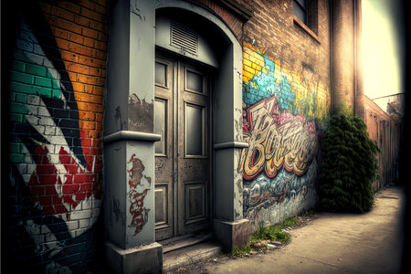Graffiti on the wall of a building in New York City.の素材