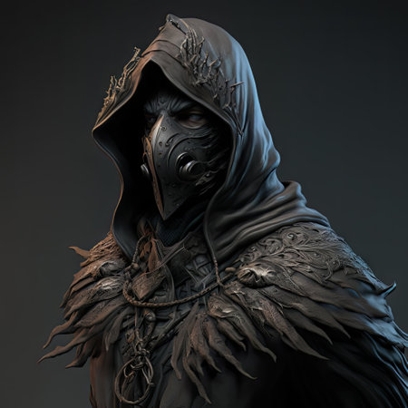 3d illustration of a gothic warrior with a gas maskの素材