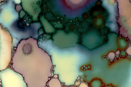 Fluid art. Abstract illustration - stain, splashes, smearing the dye. Liquid acrylic- color blot. Pigment water backgroundの素材