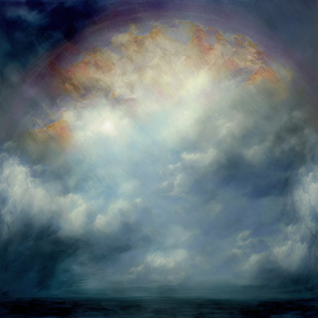 abstract background with stormy sky and clouds, digitally generated imageの素材