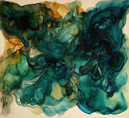 abstract background with blue and black ink in water, digitally createdの素材