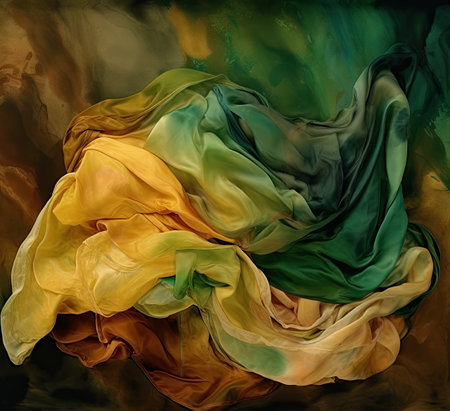 abstract background with a cloth in yellow, green and brown colorsの素材