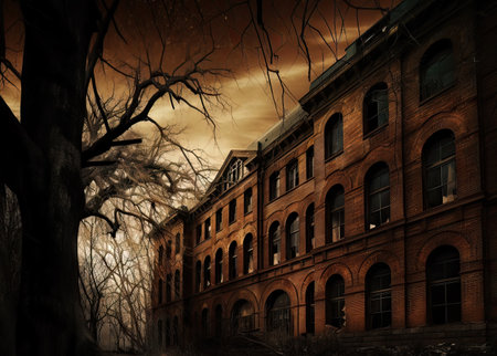 Halloween night in the old town of Pripyat, Chernobyl exclusion zoneの素材