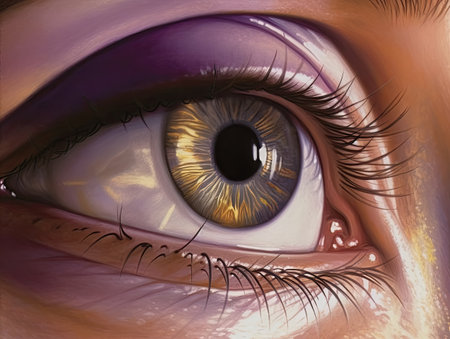 Close up of human eye with iris. 3D illustration.の素材