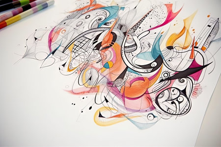 Colorful pencils on a white background. Drawing and creativity.の素材