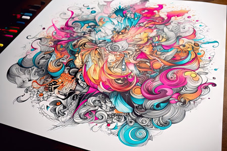 Hand drawn doodle. Colorful sketch for your design.の素材