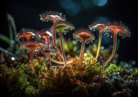 Drosera muscipula, carnivorous plant in rainforest.の素材