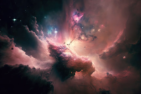 Galaxy and nebula in space, computer generated abstract background, 3D renderingの素材