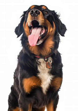 Bernese mountain dog isolated on white background. Studio shot of Bernese mountain dog.の素材