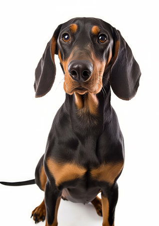 Black and Tan Coonhound dog isolated on a white background, studio shotの素材