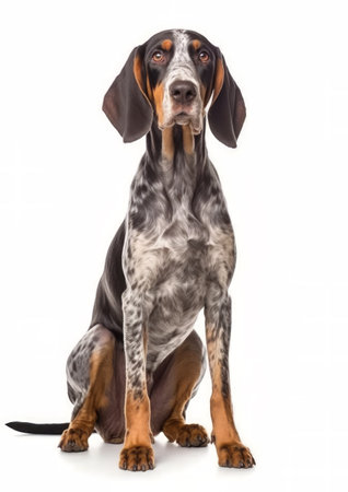 Bluetick Coonhound in front of a white backgroundの素材