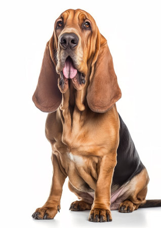 Basset Hound dog  isolated on white background, studio shotの素材