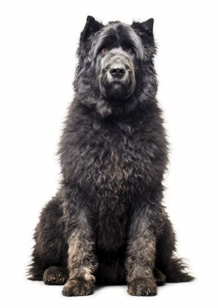 Bouvier des Flanders in front of white backgroundの素材