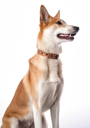 Canaan dog isolated on white background. Studio shot.の素材
