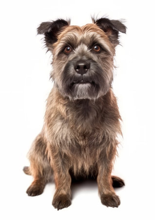 Cairn Terrier in front of a white backgroungの素材