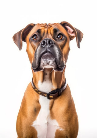 Boxer dog isolated on a white background. Close-up.の素材