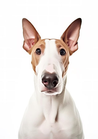 Portrait of a purebred Bull terrier on a white backgroundの素材
